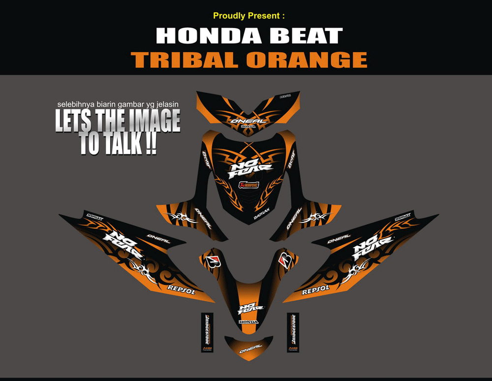 SMF1 HONDA BEAT - TRIBAL ORANGE SolusiPrint
