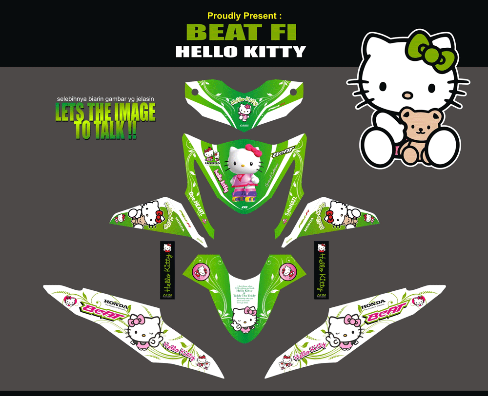 SME5 HONDA BEAT FI HIJAU PUTIH - HELLO KITTY SolusiPrint