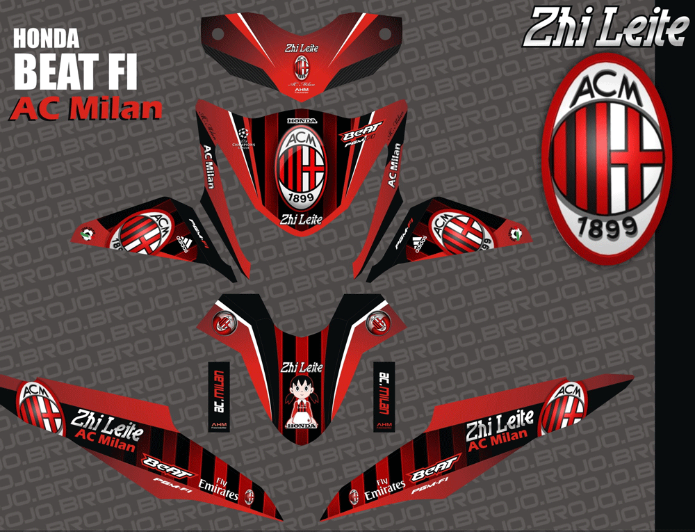 SMF3 HONDA BEAT FI - AC MILAN ( ZHI LEITE ) SolusiPrint