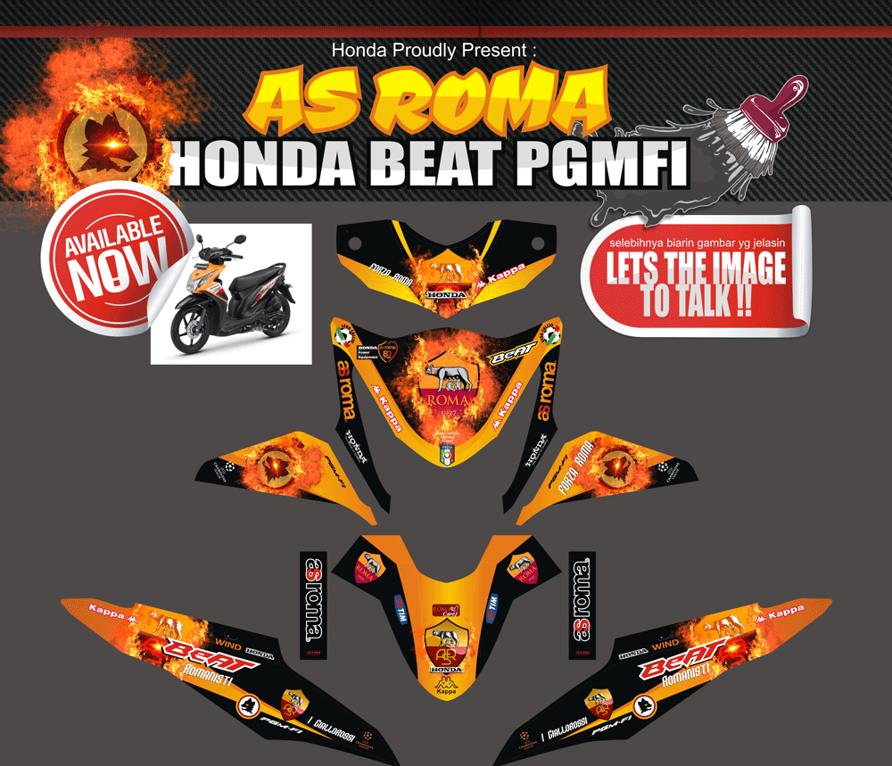 SME8 HONDA BEAT FI SAMBA ORANGE AS ROMA SolusiPrint