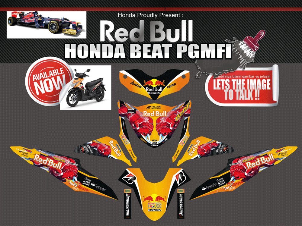 SME6 HONDA BEAT FI REDBULL SAMBA ORANGE SolusiPrint