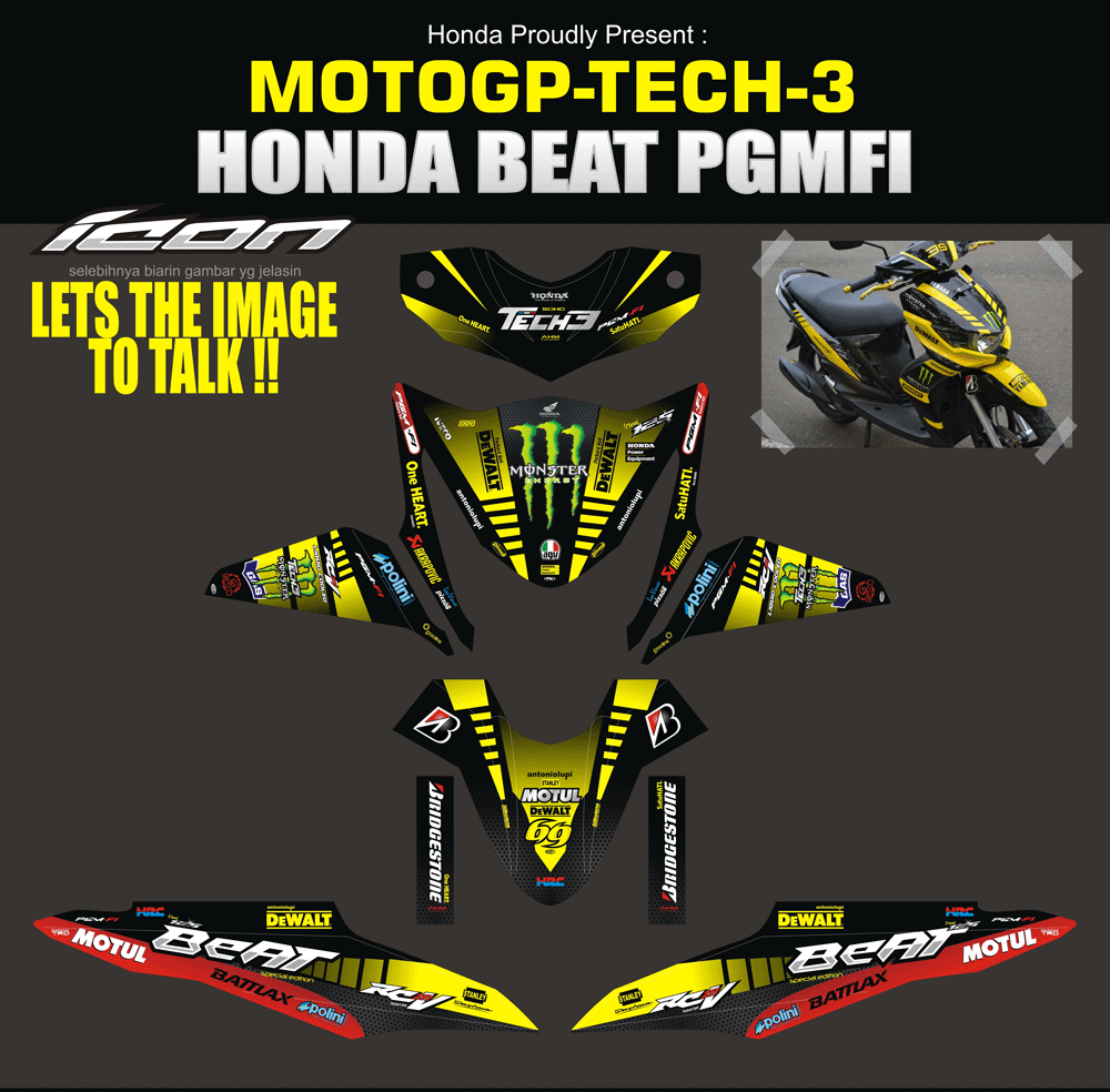 SMB27 HONDA BEAT-PGMFI - MONSTER ENERGY HITAM SolusiPrint