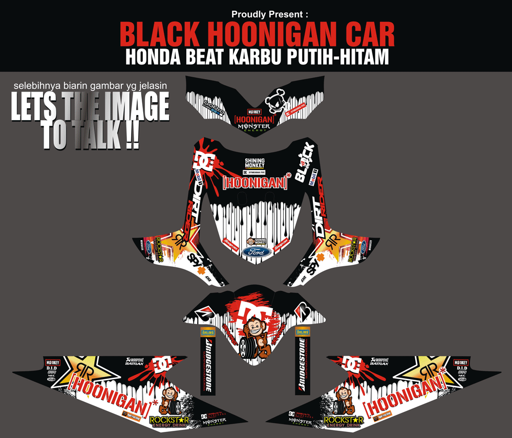 SMD4 HONDA BEAT 2010 - HOONIGAN HITAM PUTIH SolusiPrint