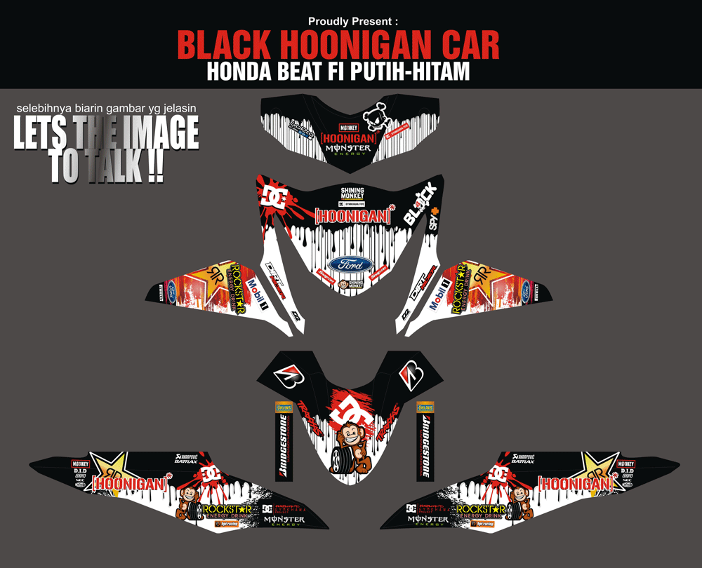 SMD17 HONDA BEAT FI-HOONIGAN HITAM PUTIH SolusiPrint