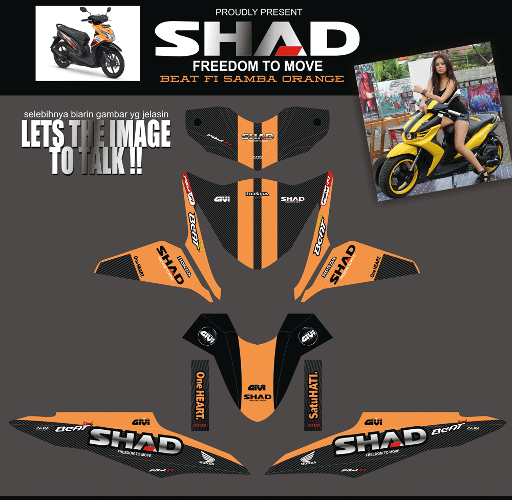 SMD13 HONDA BEAT FI ORANGE SHAD BOXS SolusiPrint