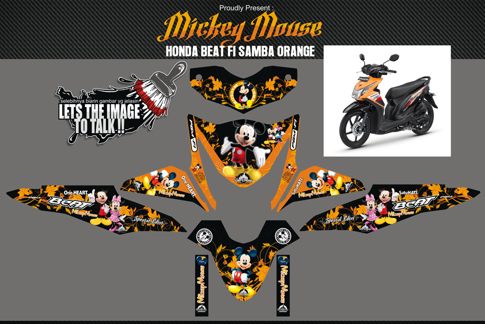 SME7 HONDA BEAT FI SAMBA ORANGE - MICKEY MOUSE SolusiPrint