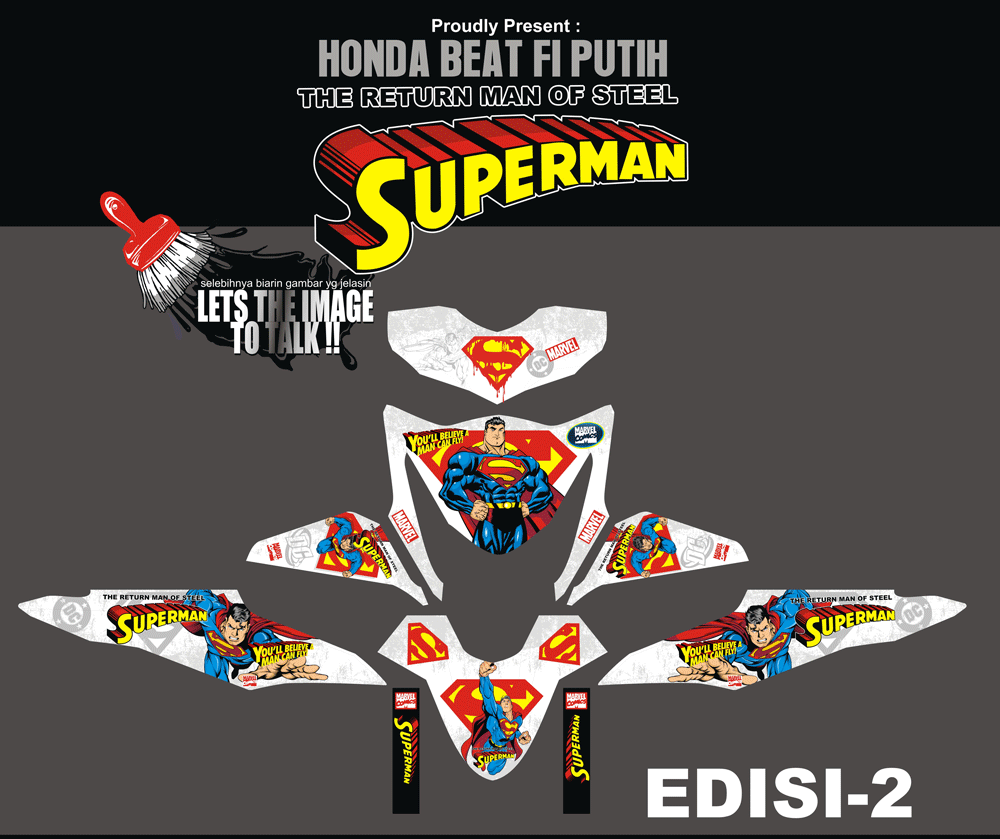 SMF9 HONDA BEAT FI PUTIH-SUPERMAN KARTUN 1-2 SolusiPrint