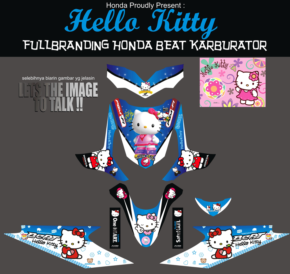 SMB10 HONDA BEAT KARBU-HELLO KITTY BIRU-PUTIH SolusiPrint