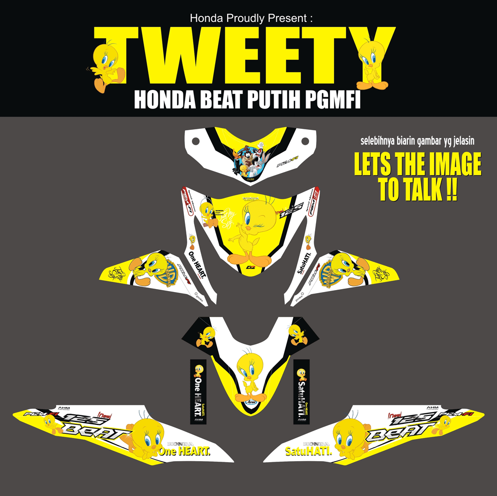 SMB22 HONDA BEAT PGMFI-PUTIH-TWEETY KUNING SolusiPrint