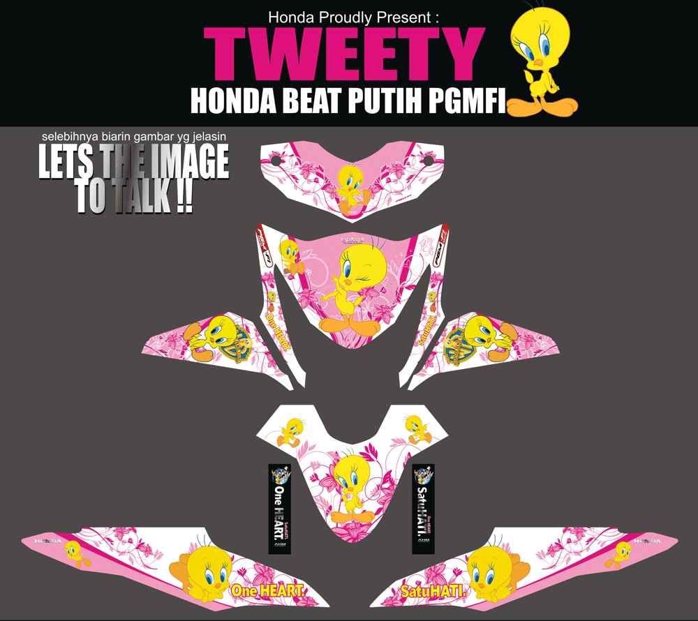 SMD20 HONDA BEAT TWEETY PUTIH PINK SolusiPrint