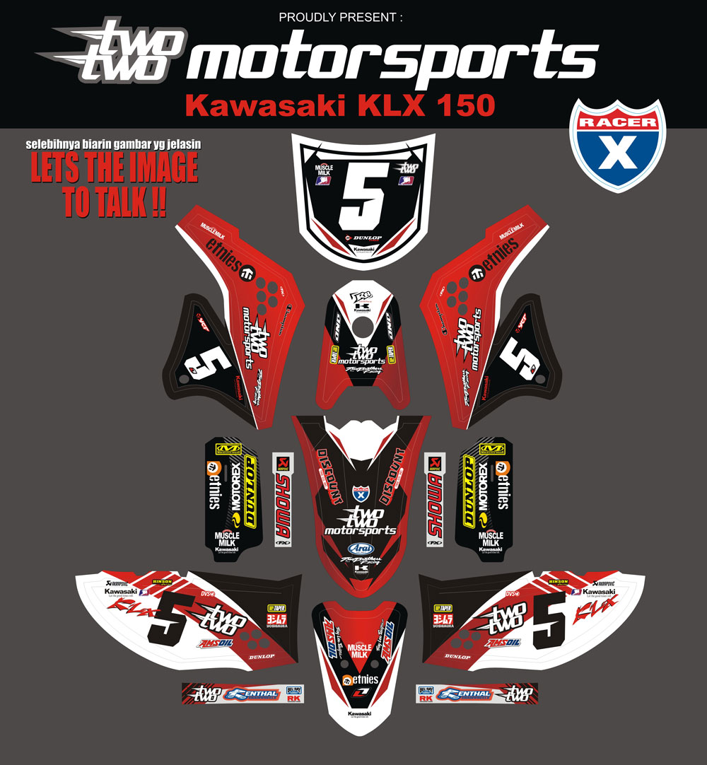 SMH18 KAWASAKI KLX-HITAM MERAH-TWO TWO TEAM