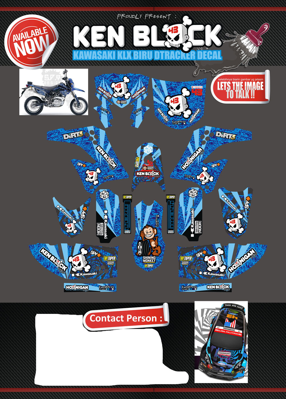 SMH11 KAWASAKI KLX HOONIGAN BLUE SolusiPrint