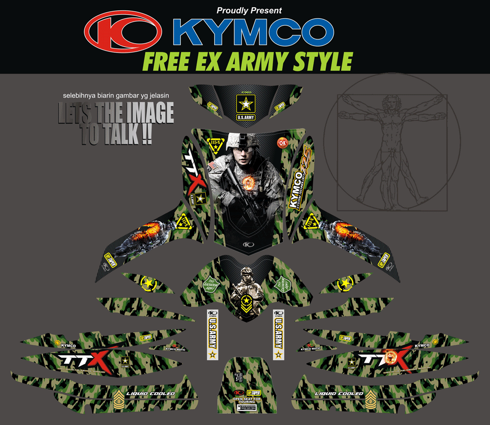 SMB70 KYMCO FREE EX - ARMY STYLE SolusiPrint