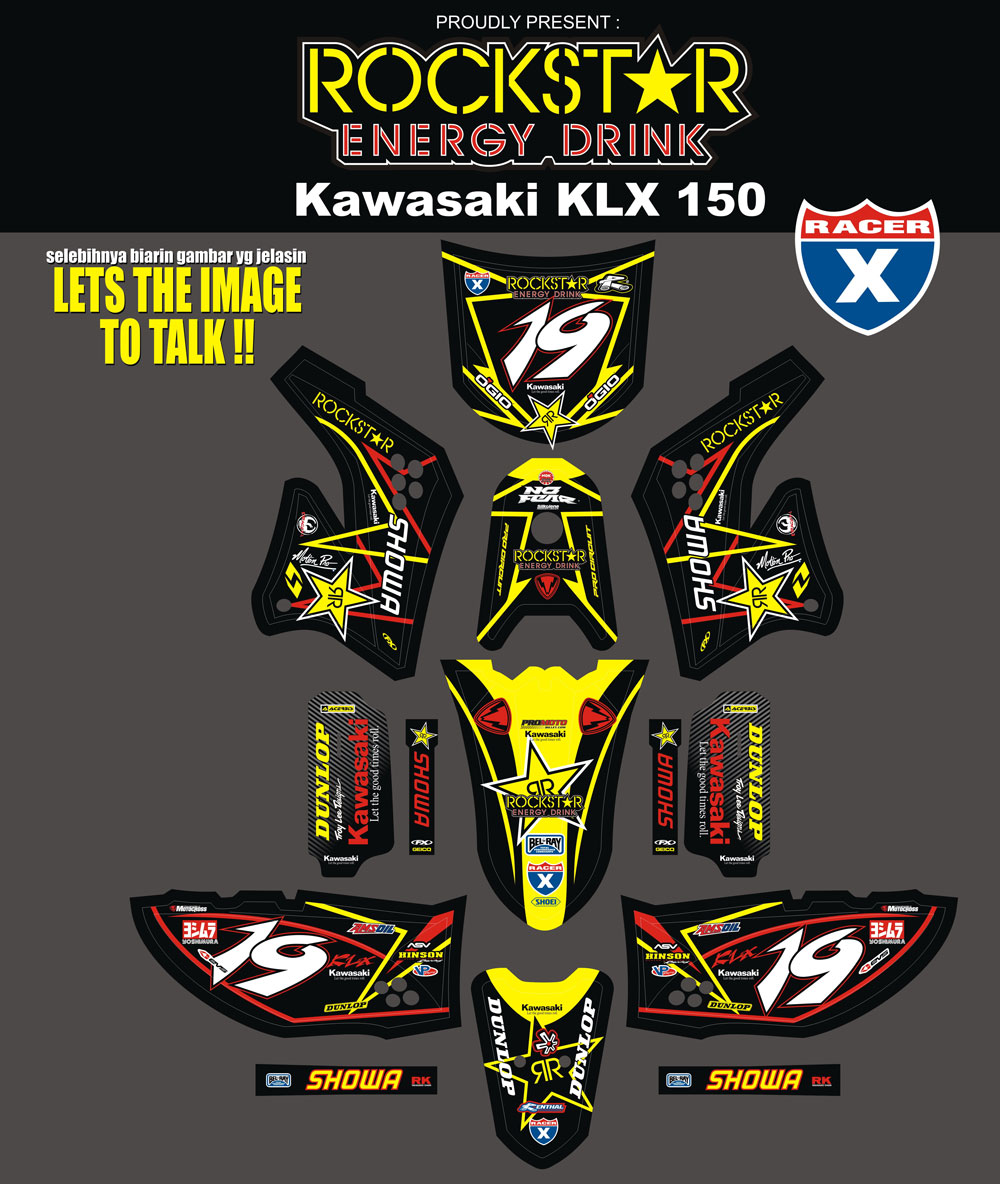 SMH15 KAWASAKI KLX-HITAM KUNING ROCKSTAR ENERGY DRINK SolusiPrint
