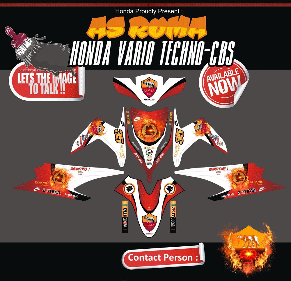 SMI47 HONDA VARIO TECHNO AS ROMA - ORANGE HITAM SolusiPrint