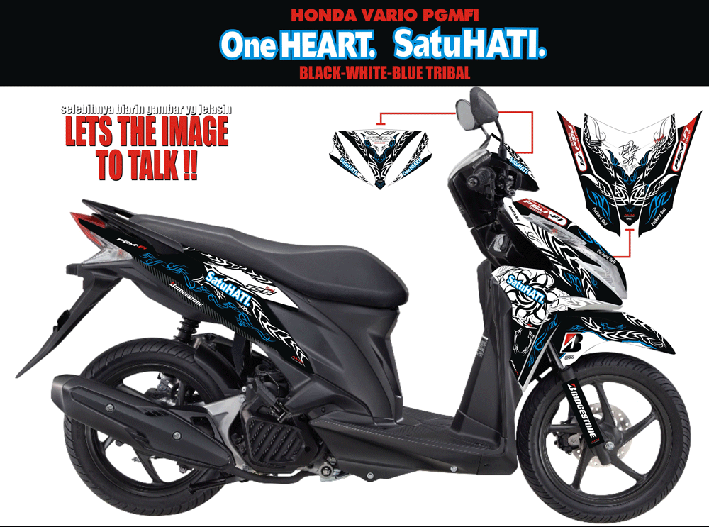 SMB61 HONDA VARIO PGMFI-SATUHATI BLACK WHITE BLUE-TRIBAL SolusiPrint
