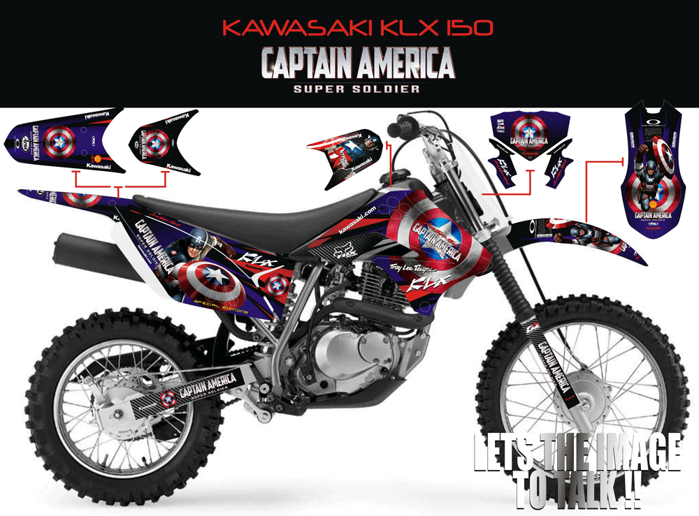 SMH4 KAWASAKI KLX 150-CAPTAIN AMERICA HITAM SolusiPrint