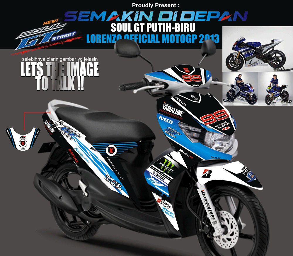SMB99 SOUL GT PUTIH-BIRU - NEW LORENZO YAMAHA MOTOGP SolusiPrint
