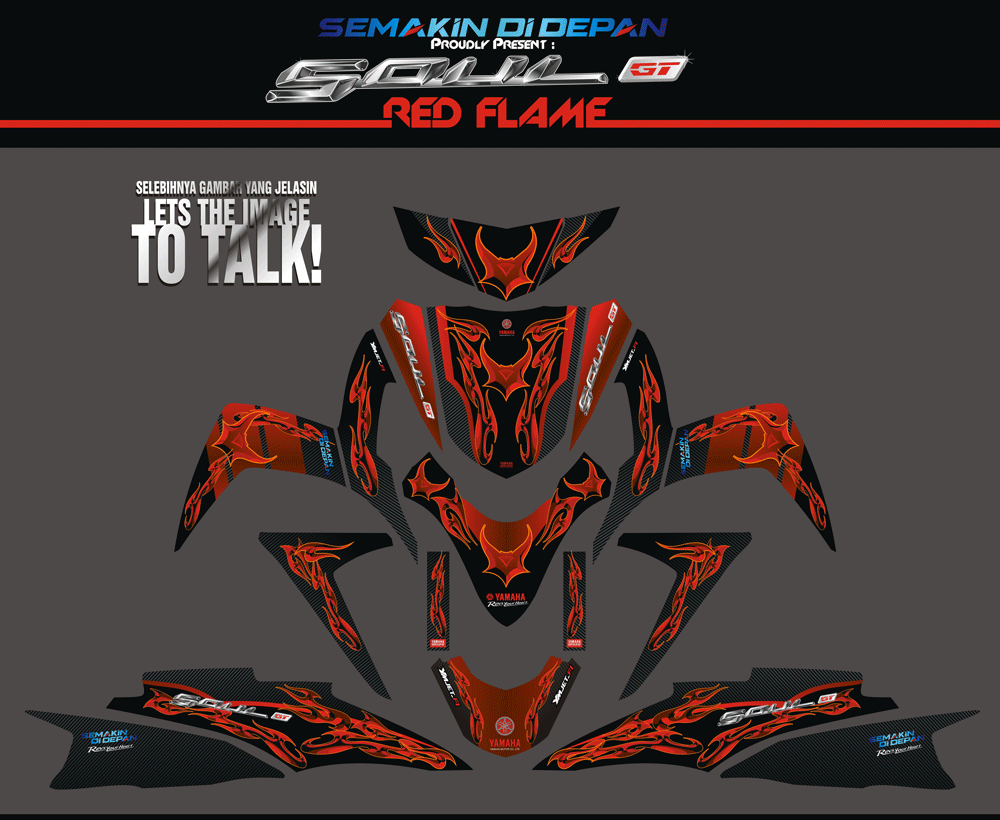 SMC53 SOUL GT-TRIBAL BLACK RED FLAME SolusiPrint