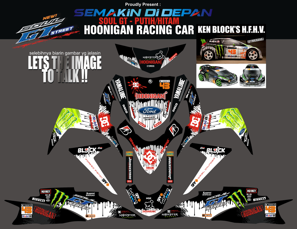SMF58 SOUL GT HOONIGAN-HITAM PUTIH DC MONSTER ENERGY SolusiPrint