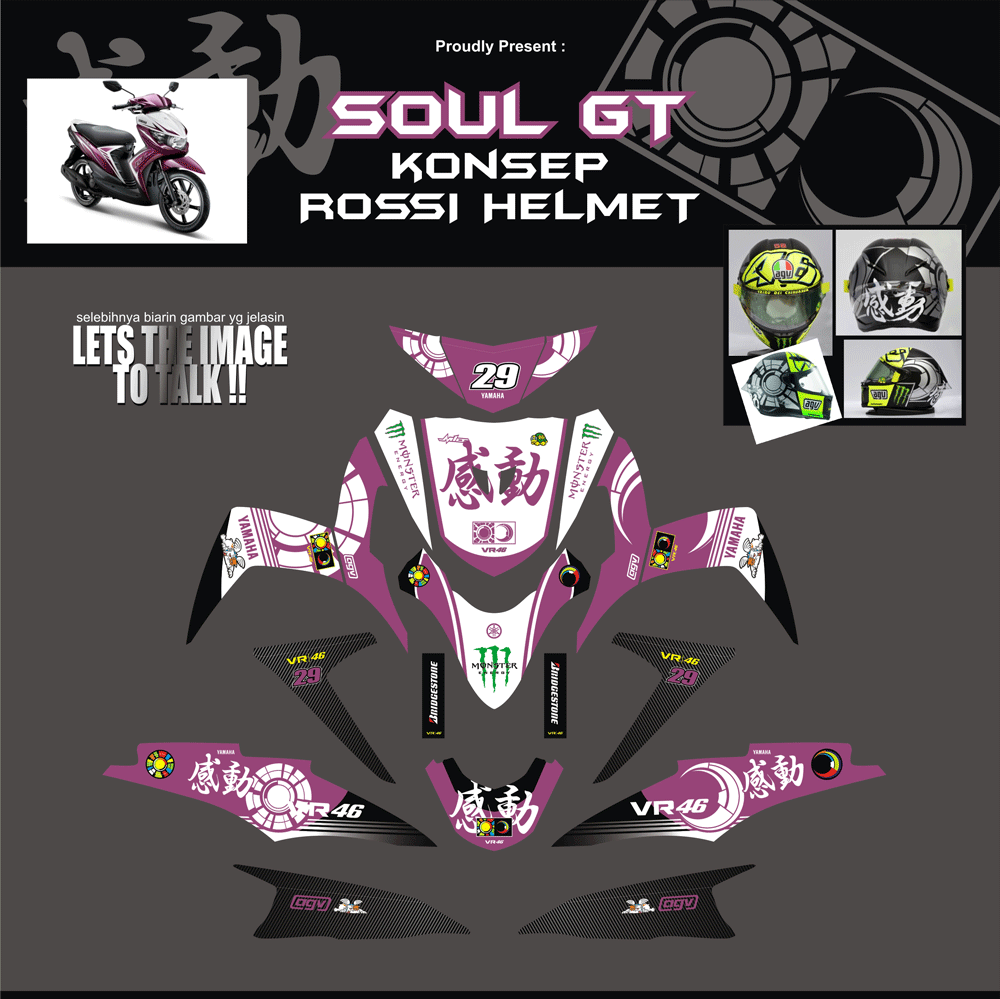 SMD75 SOUL GT - KONSEP HELM ROSSI-SUN AND MOON UNGU SolusiPrint
