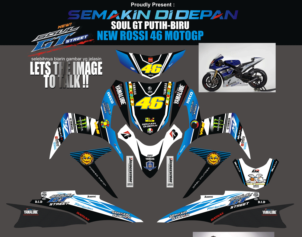 SMB100 SOUL GT PUTIH-BIRU - NEW ROSSI YAMAHA MOTOGP SolusiPrint