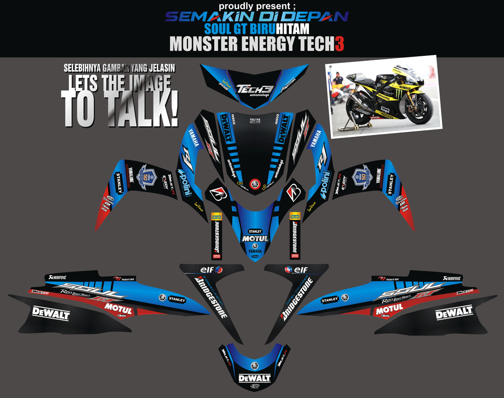 SMD85 SOUL GT BIRU-HITAM TECH3 SolusiPrint