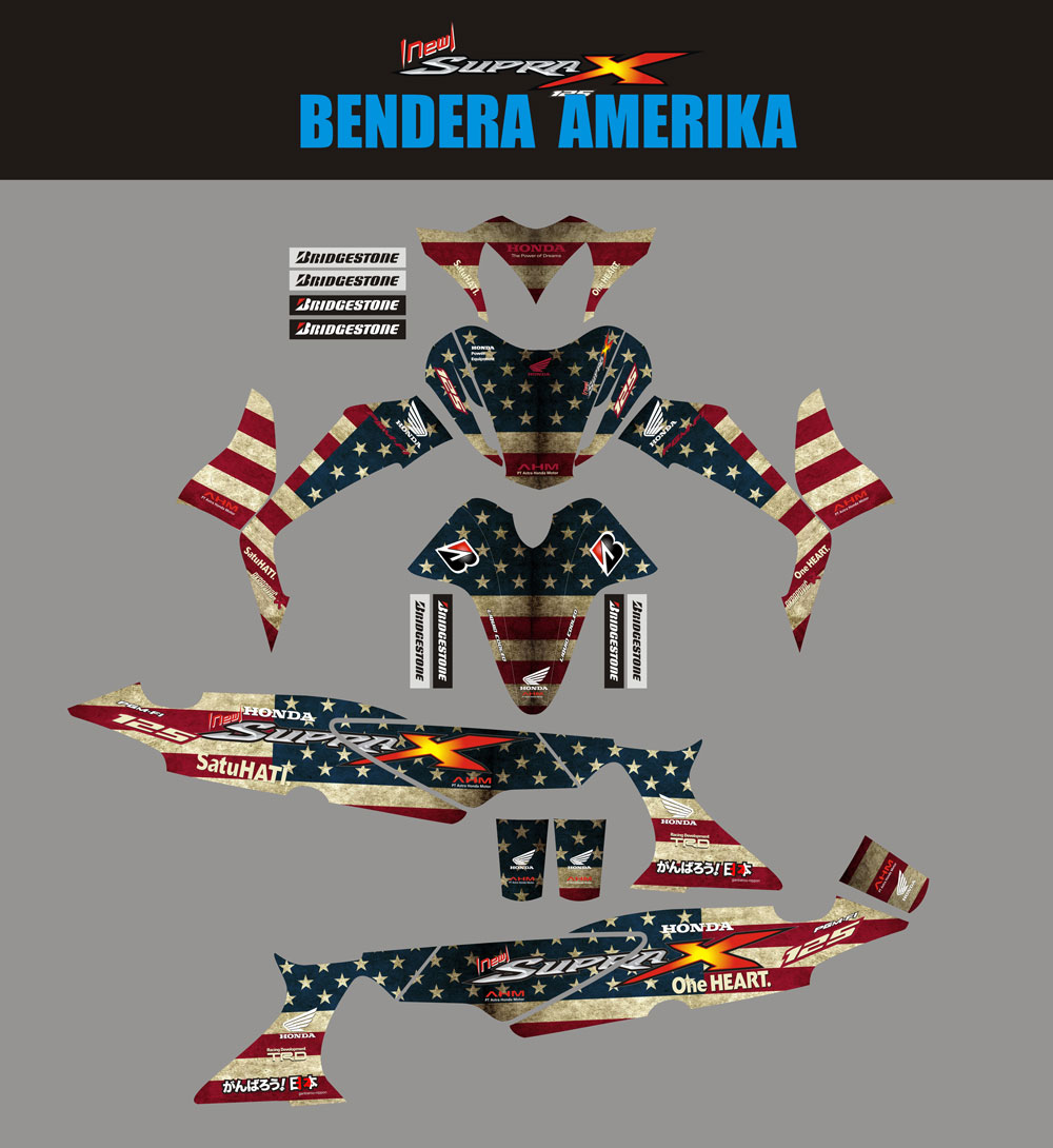 SM45 HONDA SUPRA X 125 BENDERA USA GRUNGE SolusiPrint