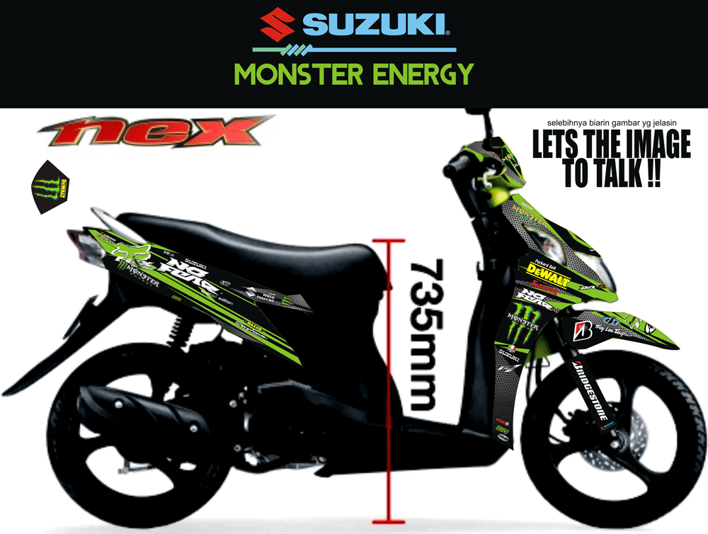 SM126 SUZUKI NEX-NO FEAR MONSTER ENERGY HIJAU SolusiPrint