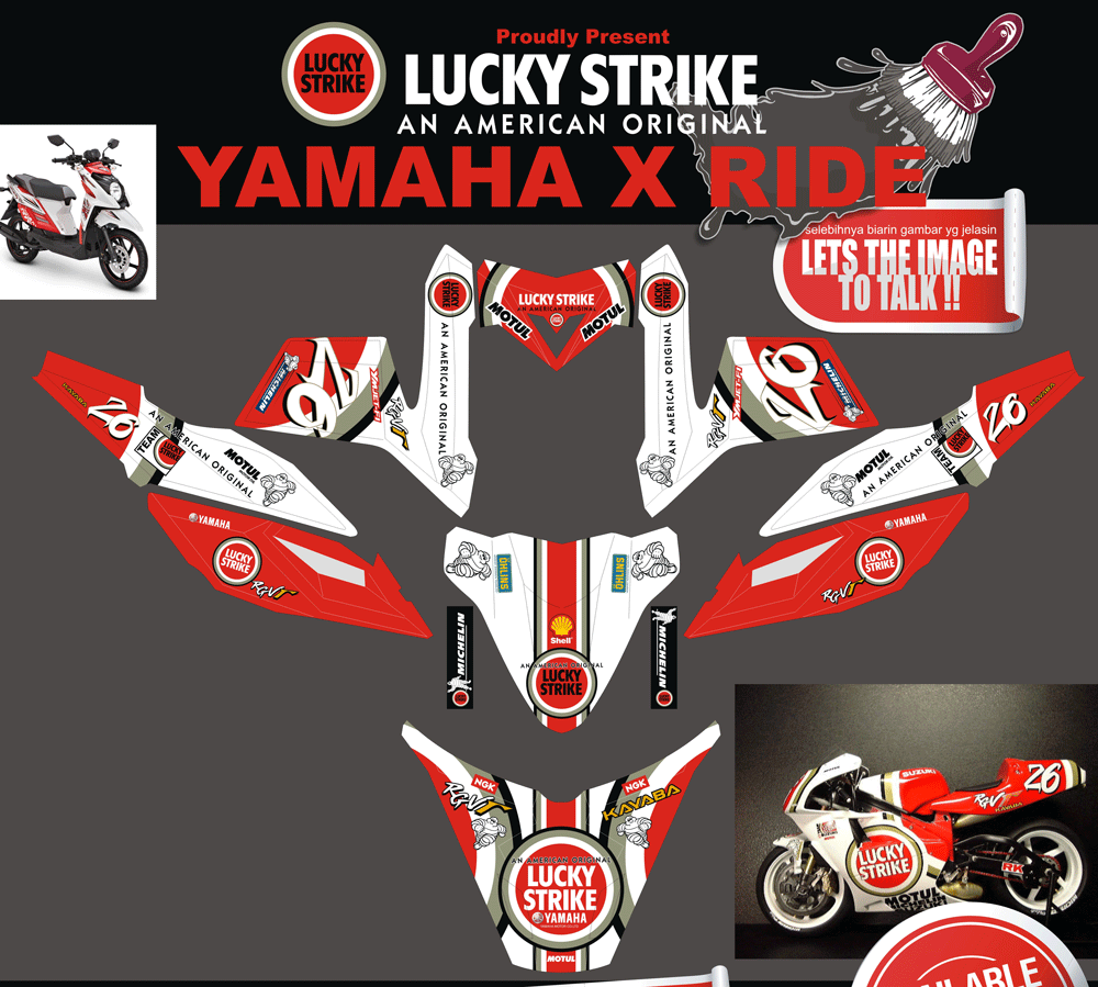 SMG44 X RIDE LUCKY STRIKE FOR SKATER WHITE SolusiPrint