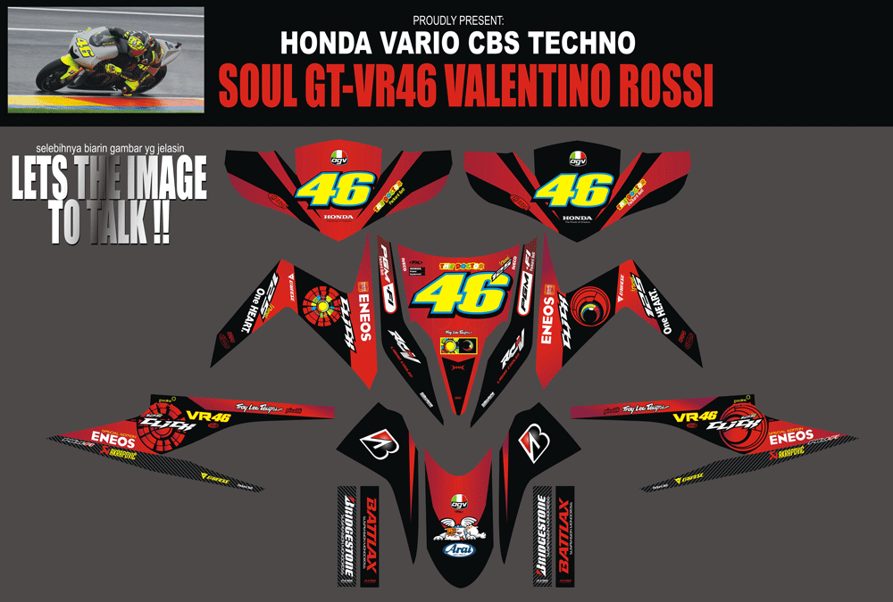 SMD45 HONDA VARIO TECHNO  MERAH - ROSSI 46 SolusiPrint