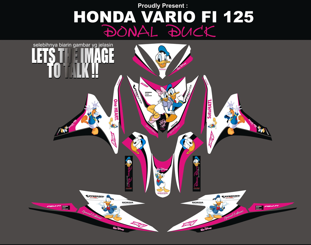 SMD29 HONDA VARIO FI - DONALD DUCK BIRU-PINK SolusiPrint