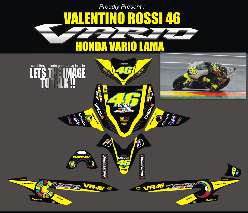 SMB54 HONDA VARIO LAMA-VR46 HITAM-KUNING SolusiPrint
