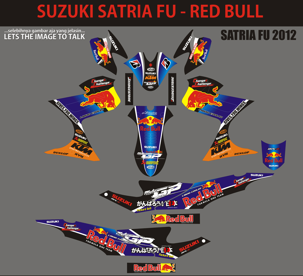 SM129 SUZUKI SATRIA FU-RED BULL-BIRU SolusiPrint